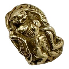 Bague animalière en or jaune en forme d'ourlet Kelp en trois dimensions