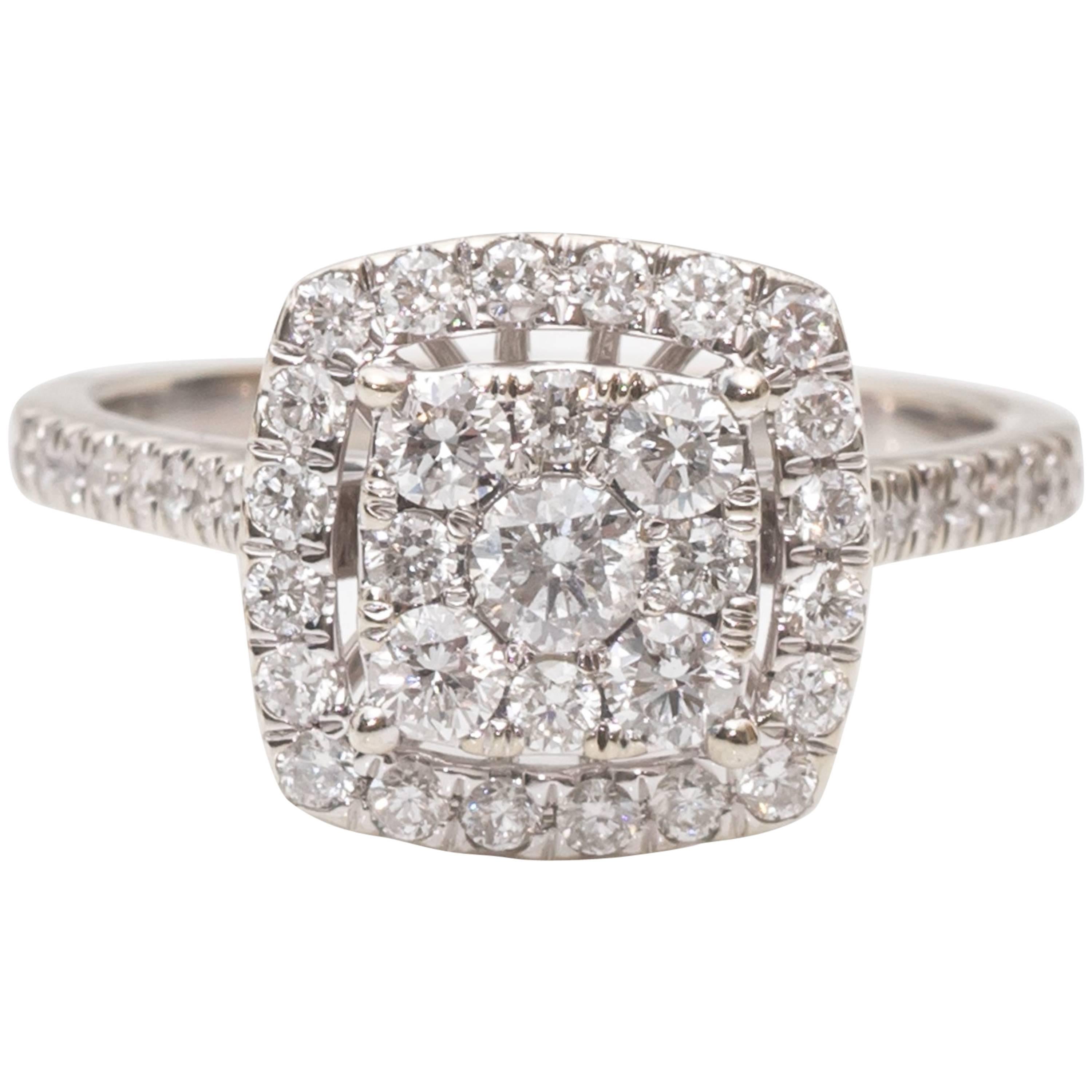 Cluster Diamond Halo White Gold Engagement Ring