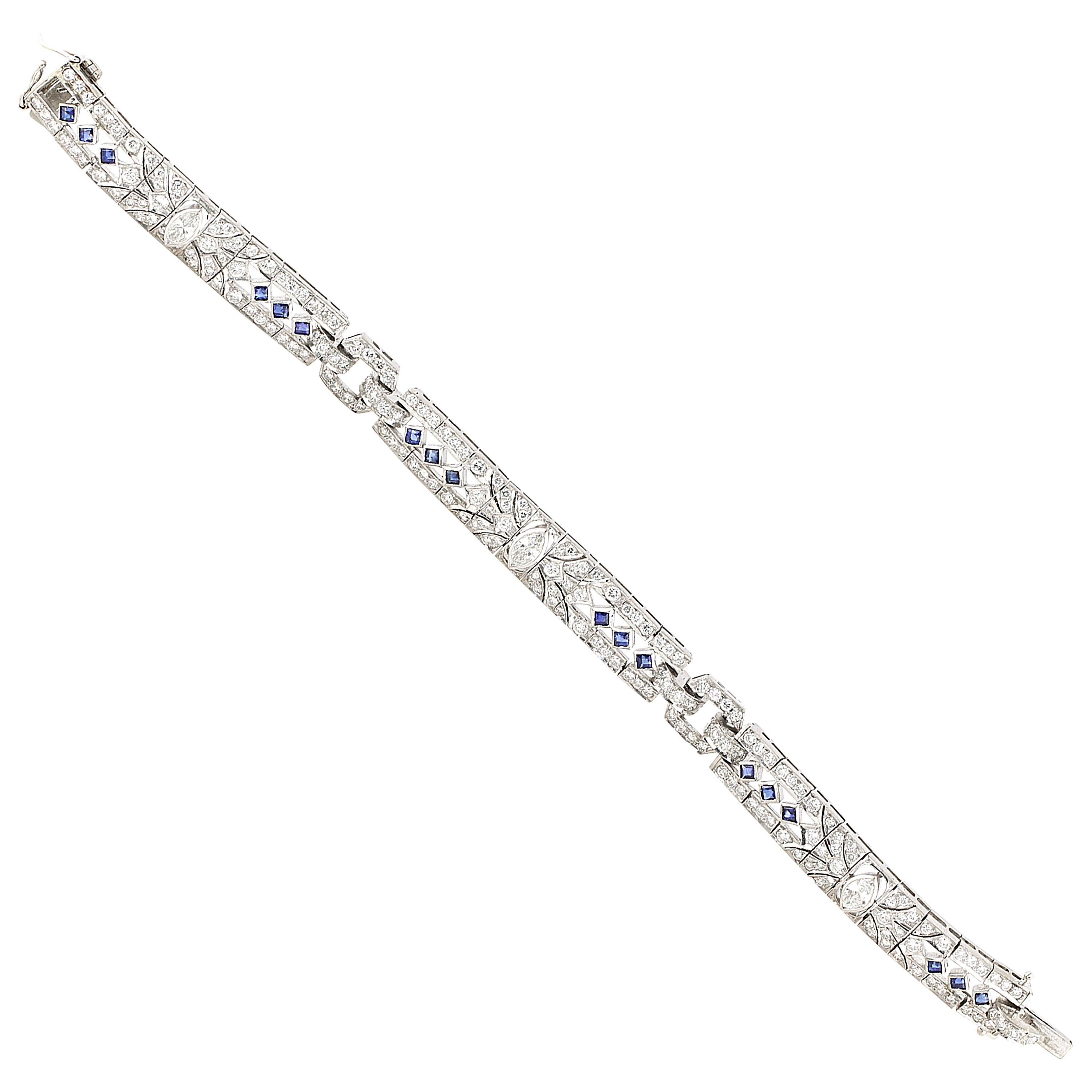 Art Deco Styled Sapphire and Diamond Bracelet line bracelet.
