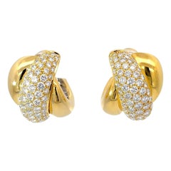 Damiani Pave Diamond Hoops 18K Yellow Gold