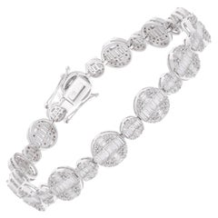 5ct SI Clarity HI Color Baguette Diamond Multi Disc Bracelet 10 Karat White Gold