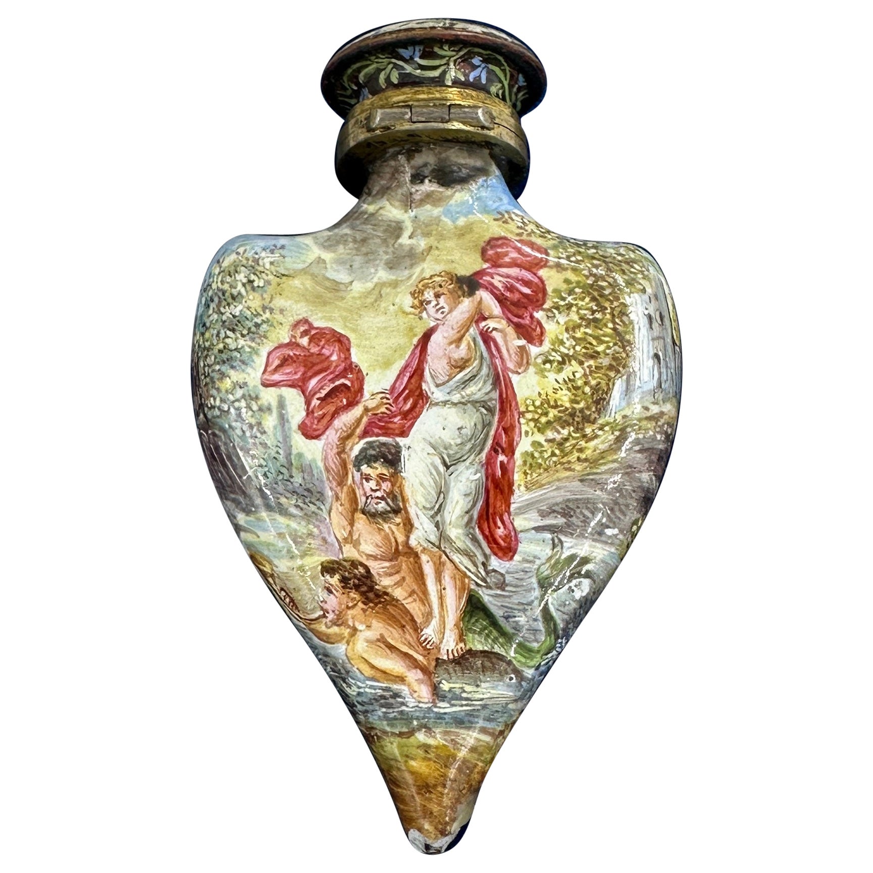 Merman Centaur Göttin Meerjungfrau Emaille Parfümflasche Vinaigrette Antike