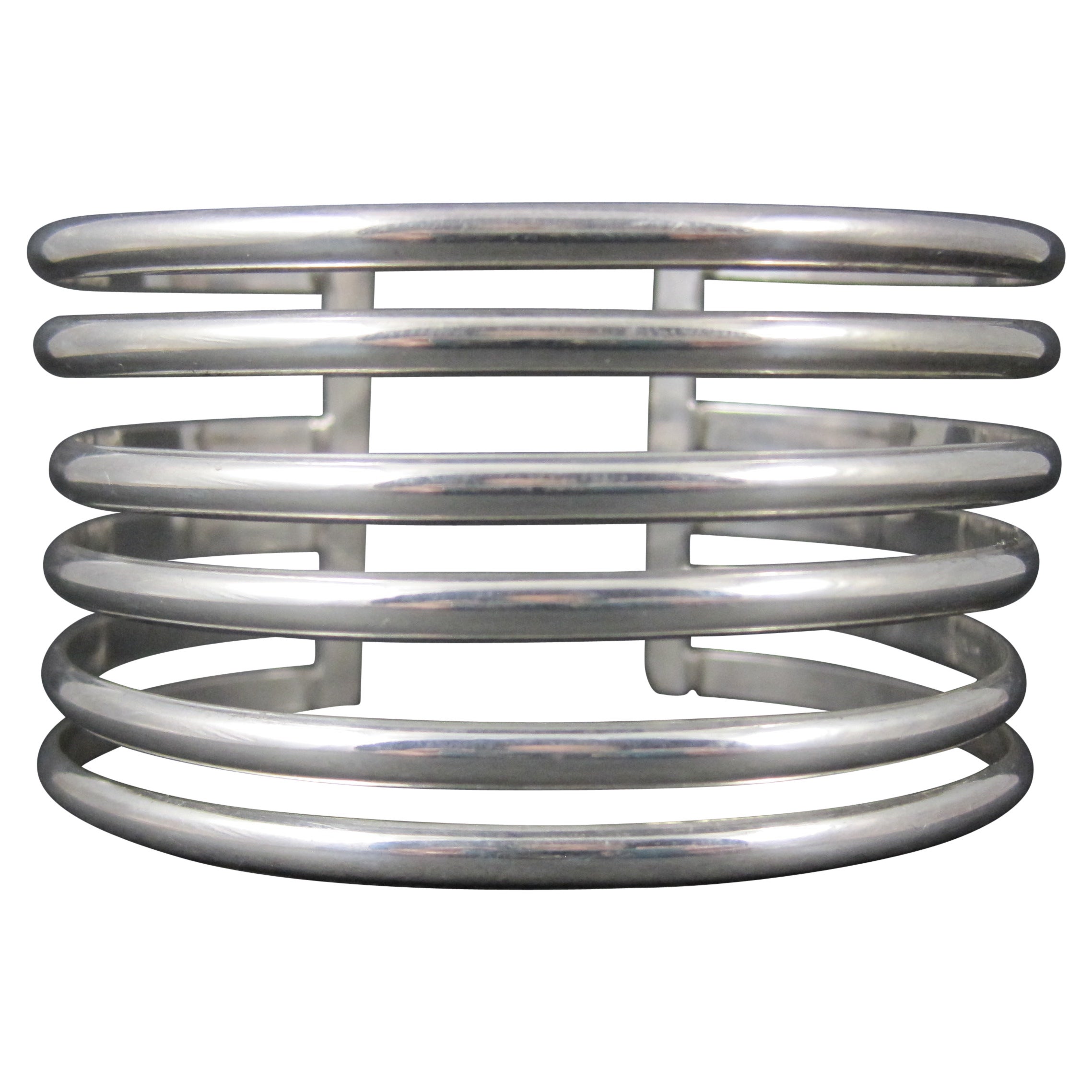 Wide Vintage Mexican Sterling Silver Cuff Bracelet 6.5 Inches