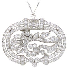 9 Carat Midcentury Vintage Diamond Platinum Brooch Pendant