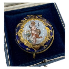Fairy Cherub Engel Schmetterlings Flügel Sonnenschliff Emaille Patch Jewelry Box Blau Moser