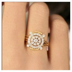 14K Solid Gold Diamond Cocktail Ring Verlobungsring Geschenkidee für Frauen