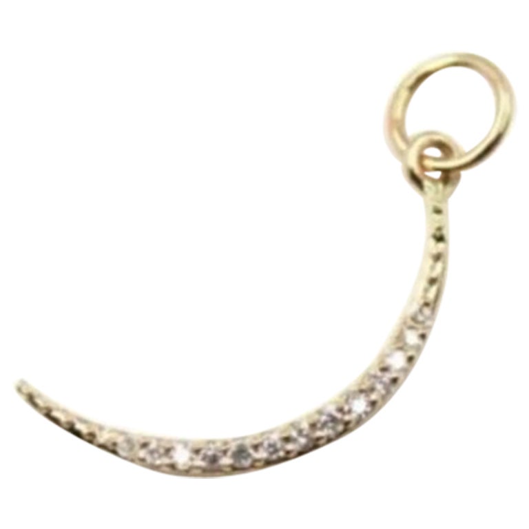 14K Solid Gold Crescent Diamond Moon Pendant Symbol OF Love Christmas Gift .