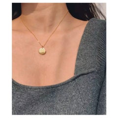 14K Solid Gold Coin Pendant Minimalist coin Round Necklace Engrave able pendant