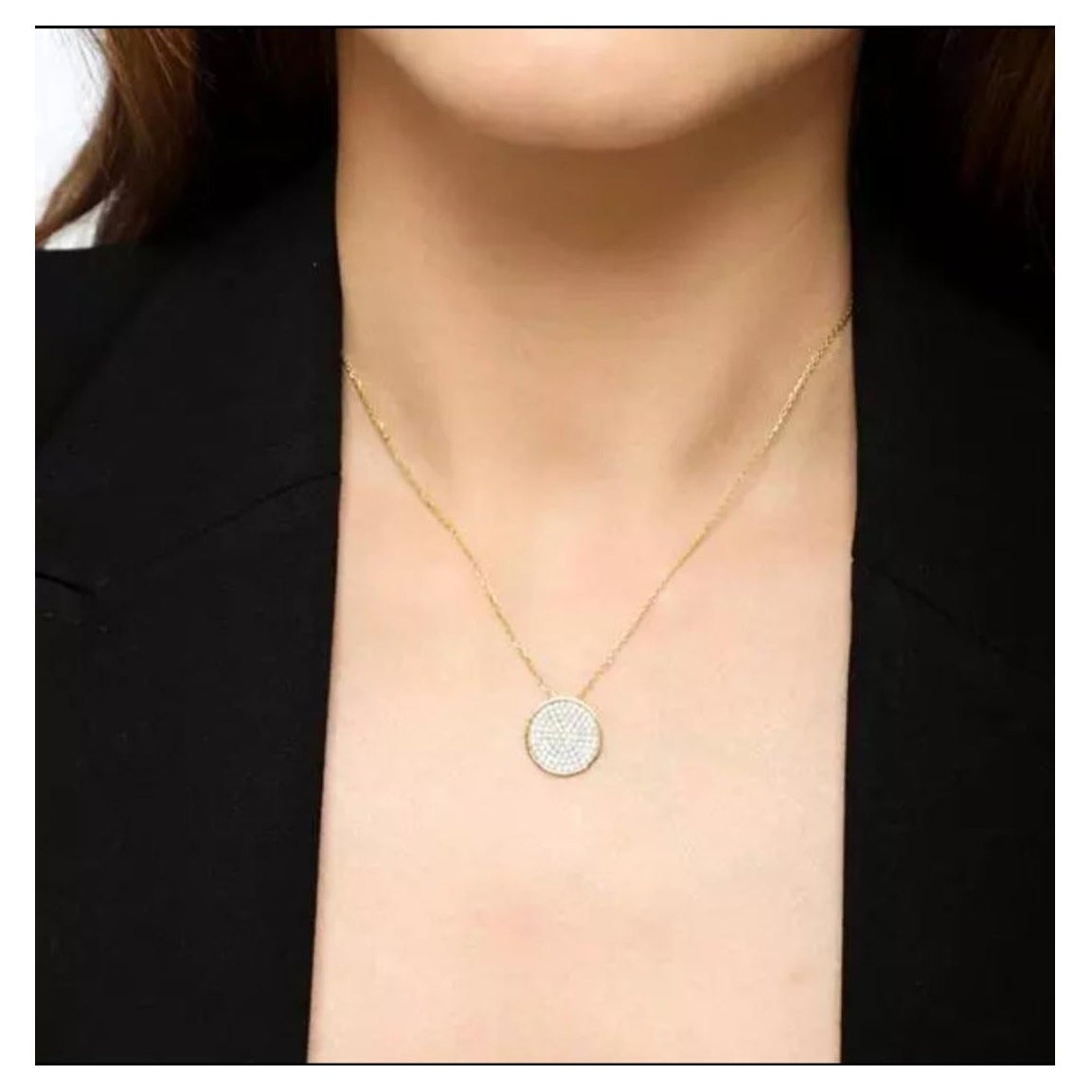 14K Solid Gold Circle Shape Necklace Wedding Gift For Her Gold Expensive Pendant
