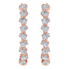 Pendientes de diamantes pera naturales de 0,80 quilates, claridad SI y color HI, oro rosa de 14 quilates