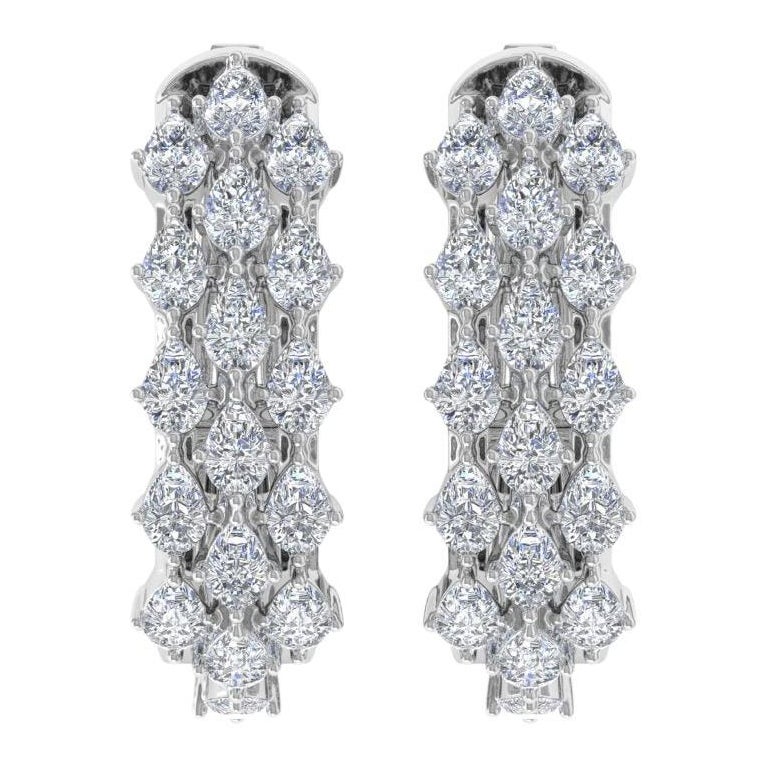 2.4 Carat SI Clarity HI Color Diamond Hoop Earrings 14 Karat White Gold Jewelry