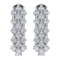 Créoles en or blanc 14 carats avec diamants de 2,4 carats de pureté SI de couleur hi-colore