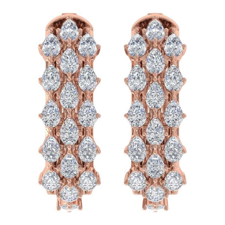 2.4 Carat SI Clarity HI Color Diamond Hoop Earrings 14 Karat Rose Gold Jewelry