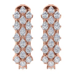 Créoles en or rose 14 carats avec diamants de 2,4 carats de pureté SI de couleur hi-colore