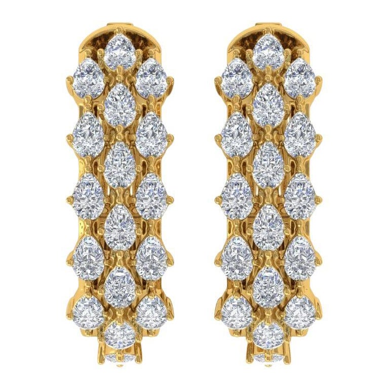 2.4 Carat SI Clarity HI Color Diamond Hoop Earrings 14 Karat Yellow Gold Jewelry
