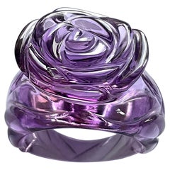 44.70 carats Amethyst Flower Carved Top Quality Ring Natural Gemstone