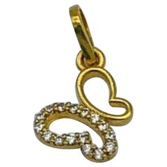 14K Solid Gold Butterfly Charm Pendant Natural Diamond butterfly pendant Gift