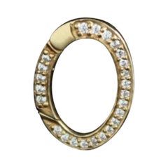 14K Solid Gold Diamond Carabiner Lock Jewelry Connector Charm lock Pendant