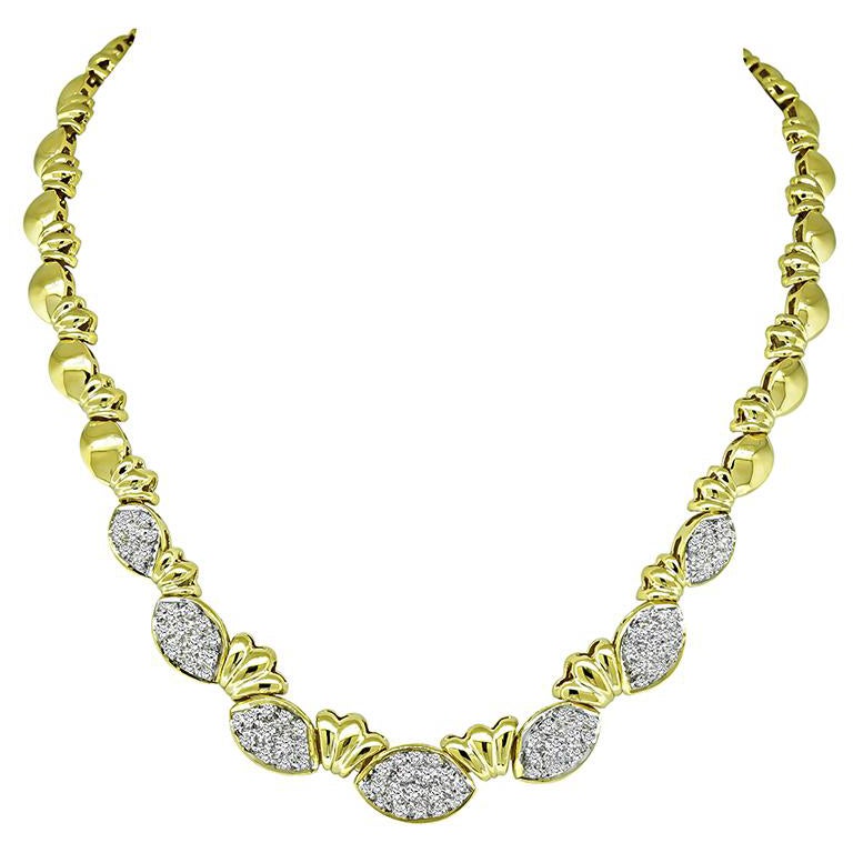 3.35ct Diamond Gold Necklace For Sale