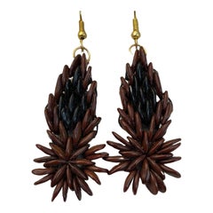 Mohagony Flame Earring