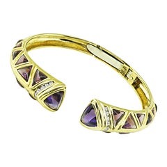 Diamond Amethyst Gold Bangle