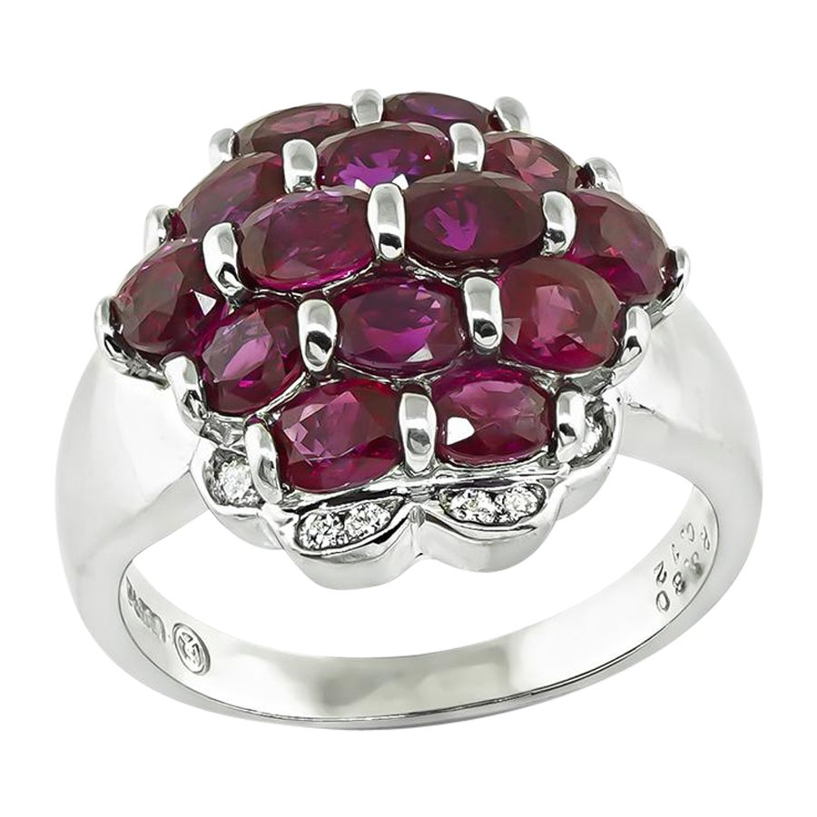 3.30ct Ruby 0.12ct Diamond Ring For Sale