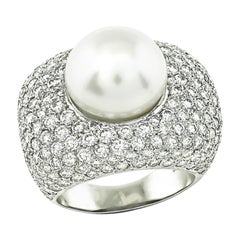 South Sea Pearl 4.50ct Diamond Gold Ring
