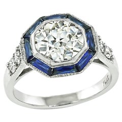 Bague de fiançailles 1,54ct diamant saphir