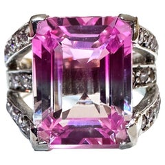 New Afghanistan 9.70 Ct Bi-Color Pink & White Tourmaline Sterling Ring