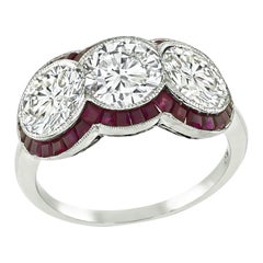 Art Deco 3.04ct Diamond Ruby Anniversary Ring