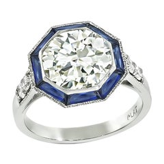 GIA Certified 3.03ct Diamond Sapphire Engagement Ring