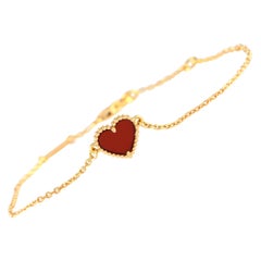 Van Cleef & Arpels Sweet Hearts 18K Yellow Gold Carnelian Bracelet