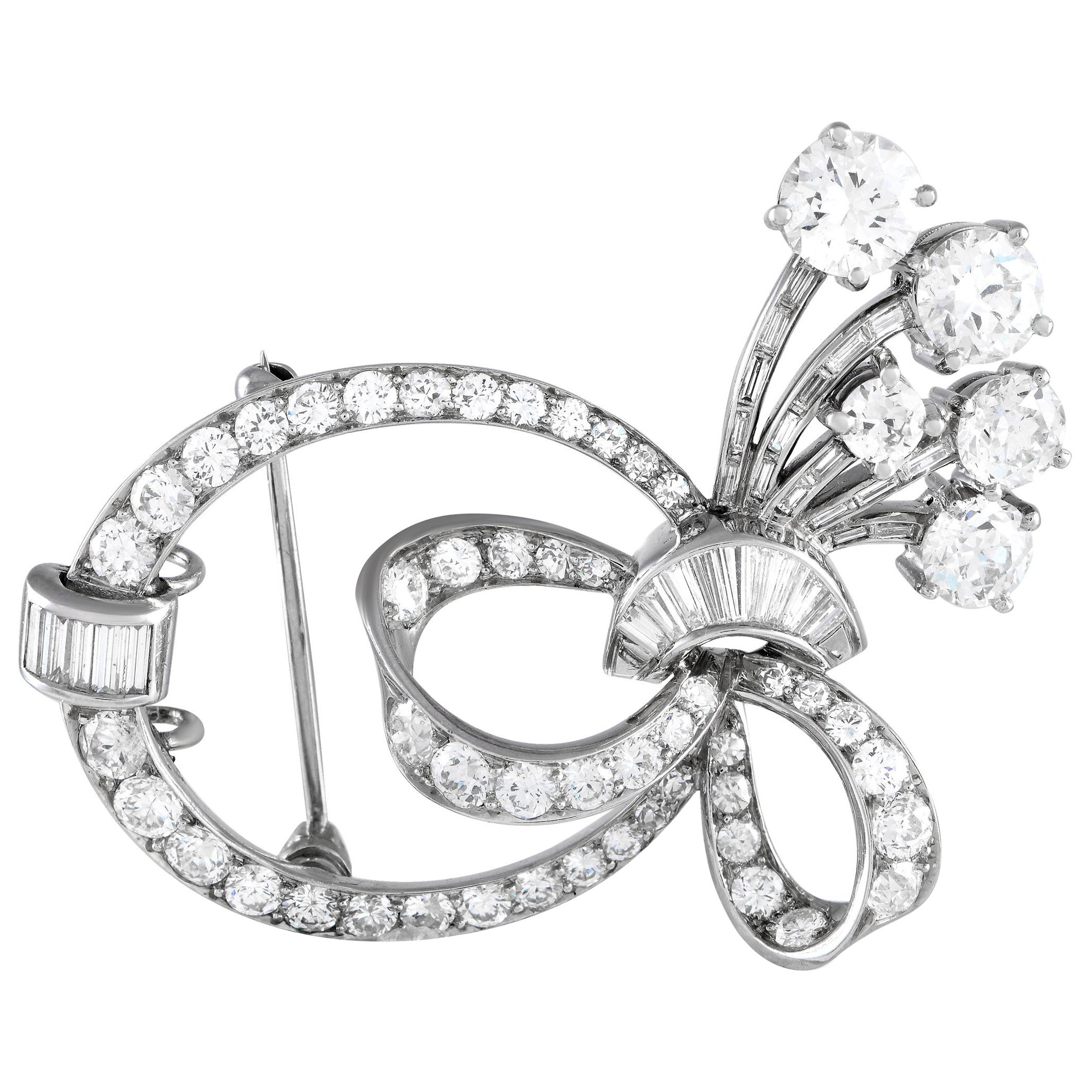 Platinum 3.90ct Diamond Brooch