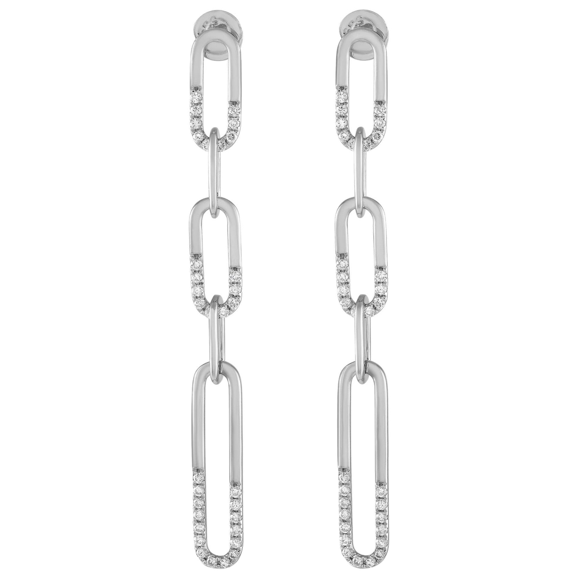 14K White Gold 0.55ct Diamond Dangle Earrings