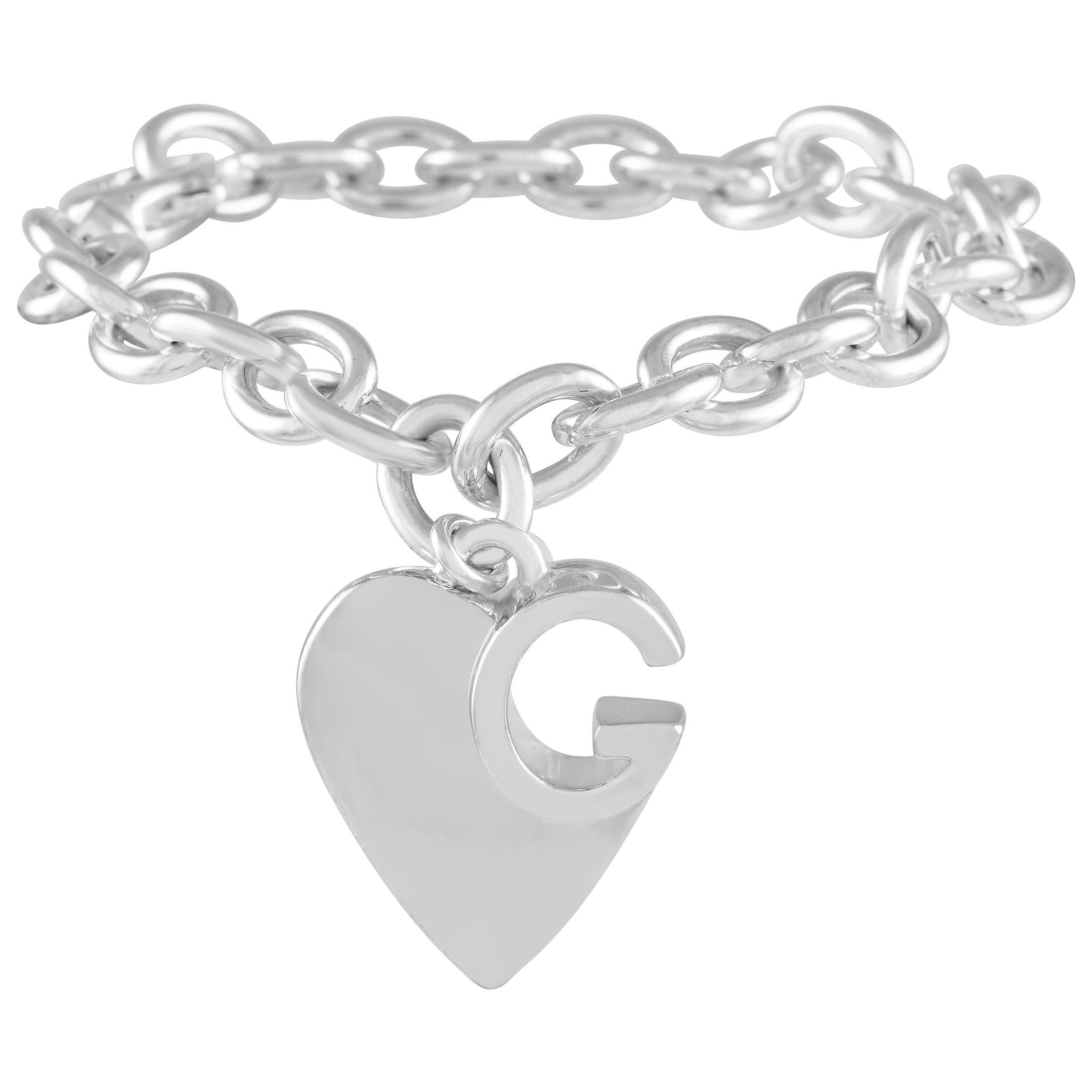 Gucci Silver Heart Chain Bracelet