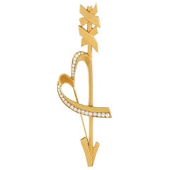 Tiffany & Co. Paloma Picasso 18K Gold 1.35ct Diamond Heart and Arrow Brooch