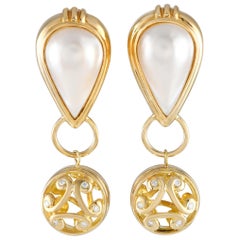 18K Yellow Gold 0.12ct Diamond and Mabe Pearl Clip-On Earrings