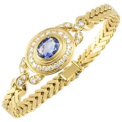 Cartier Blue Sapphire Diamond Gold Bracelet