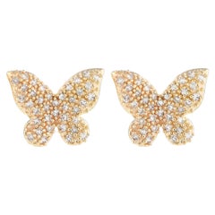 14K Yellow Gold 0.16ct Diamond Butterfly Earrings