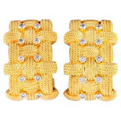 Roberto Coin Appassionata Boucles d'oreilles clips en or jaune 18 carats 0,20 ct de diamant