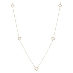 14K Yellow Gold 1.0ct Diamond Quatrefoil Station Necklace