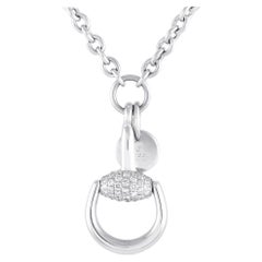Gucci Horsebit 18K White Gold 0.40ct Diamond Necklace