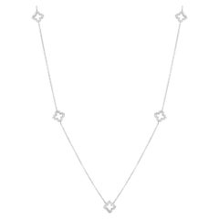 14K White Gold 1.0ct Diamond Quatrefoil Station Necklace
