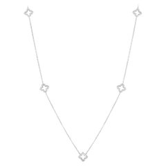 14K White Gold 1.0ct Diamond Quatrefoil Station Necklace