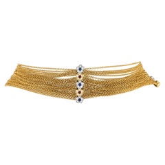Pasquale Bruni Collier ras du cou en or jaune 18 carats avec diamants de 2,73 carats, saphirs et rubis