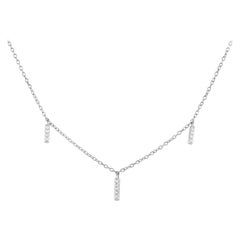 14K White Gold 0.05ct Diamond Triple Bar Necklace