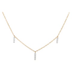 14K Yellow Gold 0.05ct Diamond Triple Bar Necklace