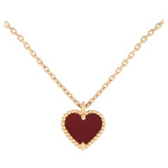 Van Cleef & Arpels Sweet Hearts 18K Yellow Gold Carnelian Pendant Necklace