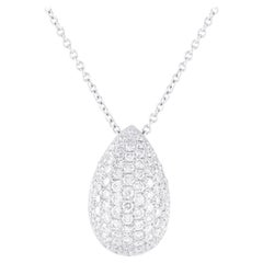 Bucherer 18K White Gold 1.22ct Diamond Pave Teardrop Necklace
