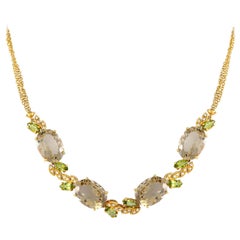Bucherer 18K Yellow Gold 0.50ct Diamond, Quartz and Peridot Necklace